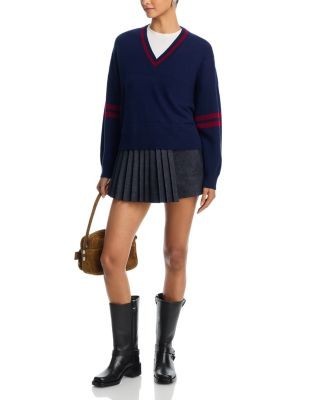 Aqua Striped V Neck Sweater - Exclusive