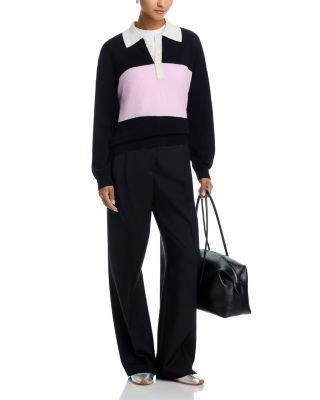 Aqua 100% Cashmere Striped Rugby Sweater - Exclusive