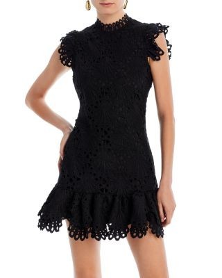 Aqua Mock Neck Lace Shift Dress - Exclusive