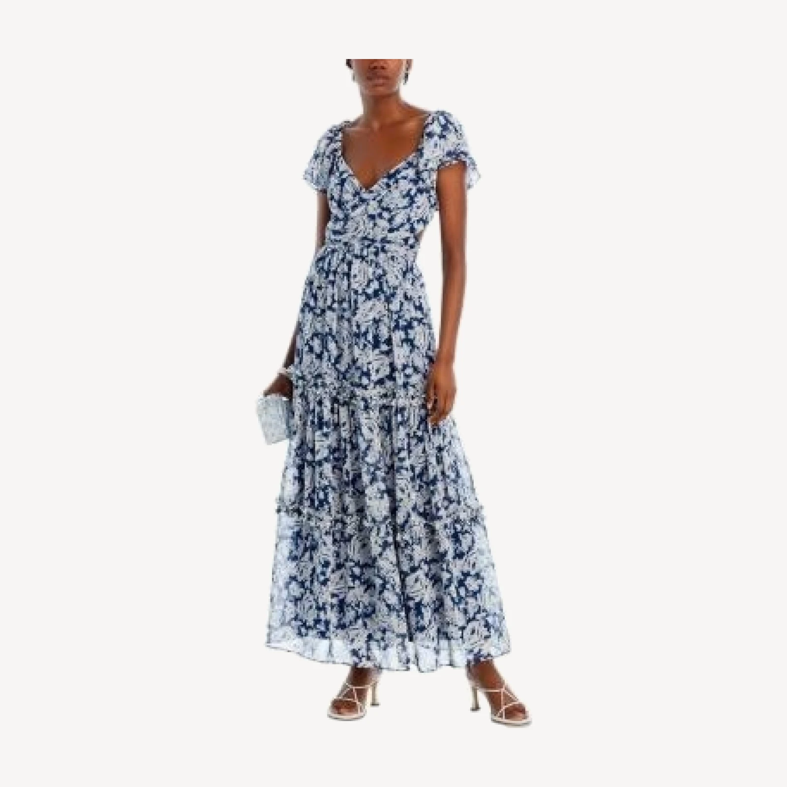 Aqua Flutter Sleeve Tiered Maxi Dress - Exclusive