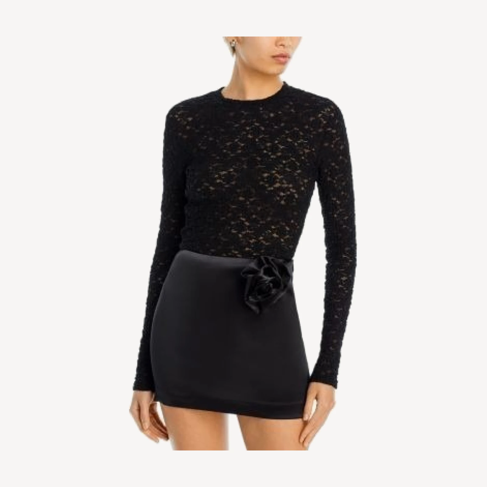 Aqua Puckered Lace Long Sleeve Top - Exclusive