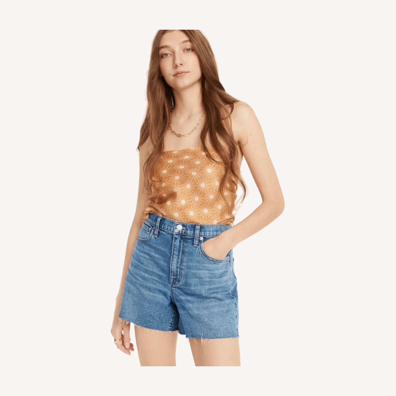 High-rise denim short in Juniper wash