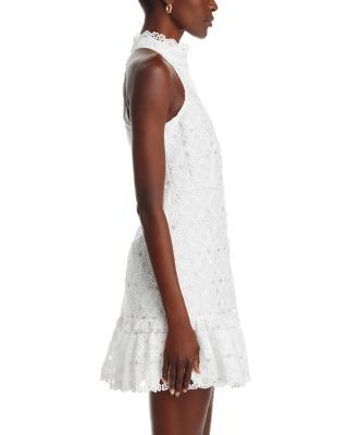 Aqua Lace Mini Shirt Dress - Exclusive