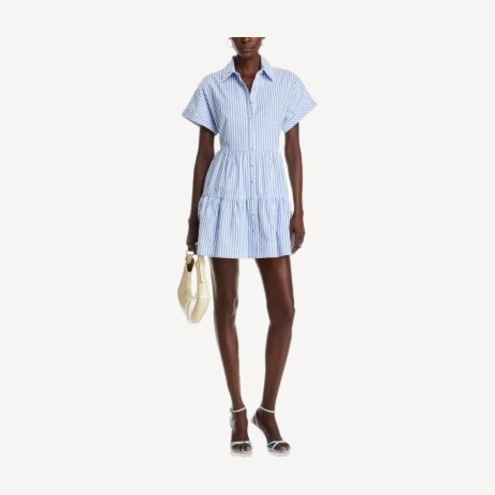 Aqua Stripe Mini Shirt Dress - Exclusive