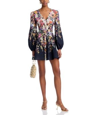 Aqua Floral Print Mini Dress - Exclusive