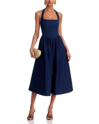 Aqua Halter Midi Dress - Exclusive