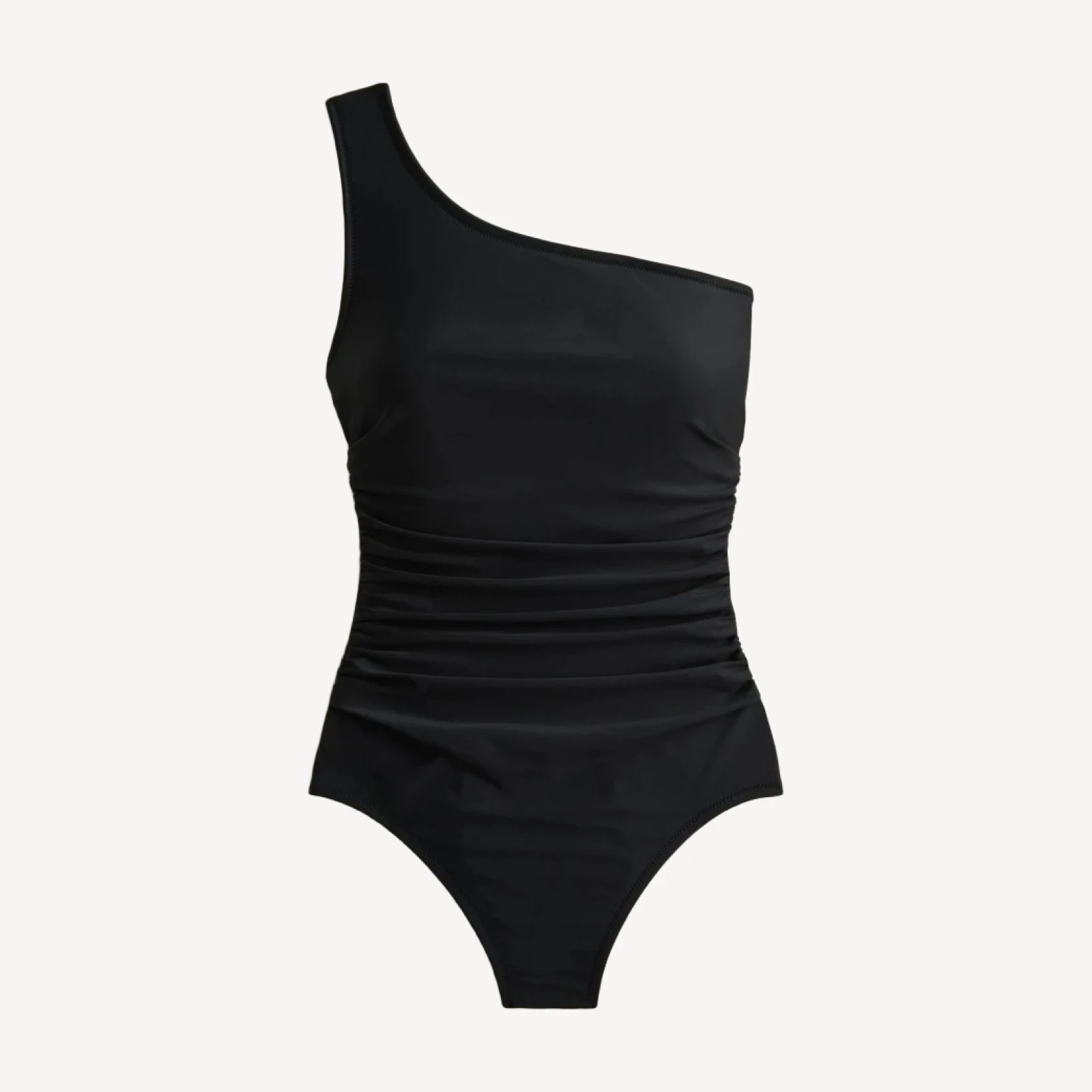 Sleek ruched one-shoulder one-piece swimsuit