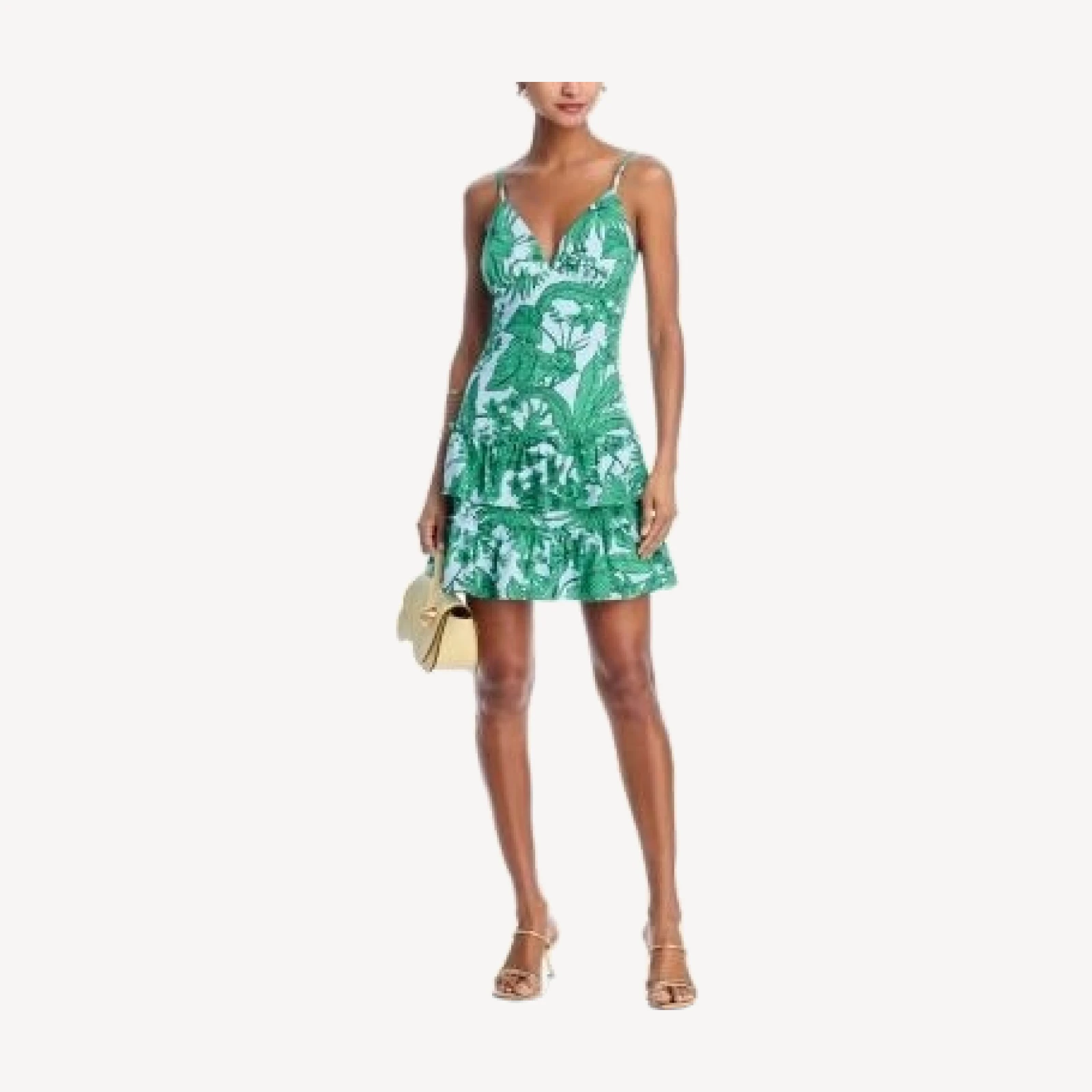 Aqua Palm Print V Neck Dress - Exclusive