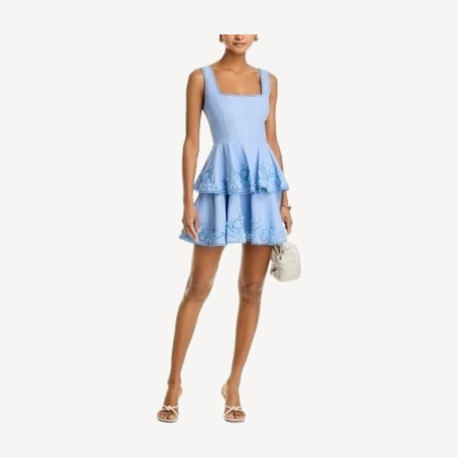 Aqua Pearl Floral Applique Mini Dress - Exclusive