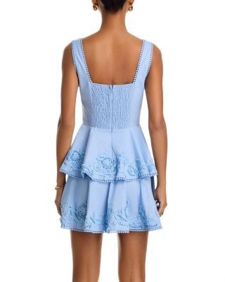 Aqua Pearl Floral Applique Mini Dress - Exclusive