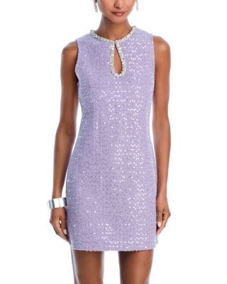 Aqua Sequined Sheath Dress - Exclusive