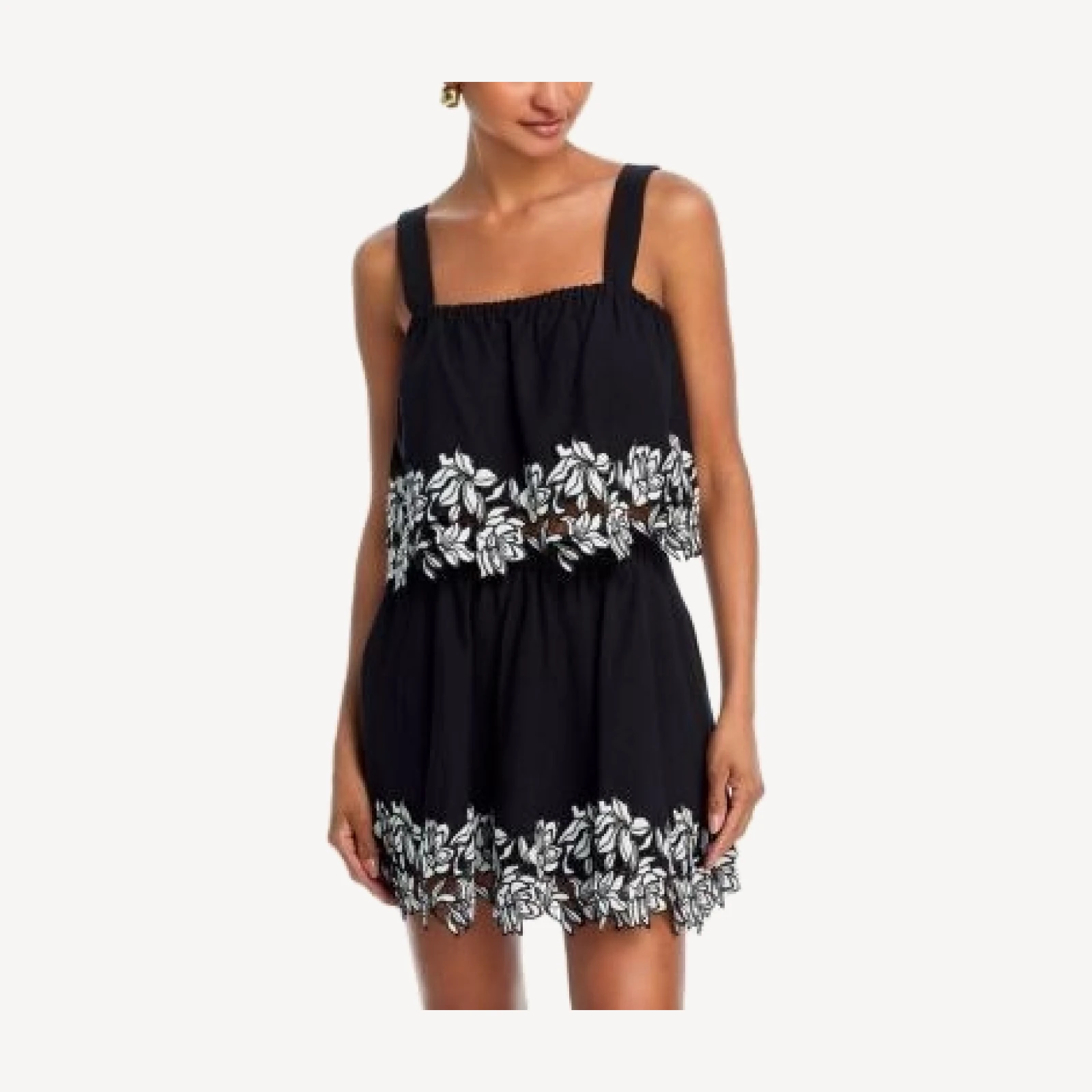 Aqua Cotton Linen Lace Trim Sleeveless Top - Exclusive