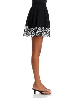 Aqua Cotton Linen Lace Trim Mini Skirt - Exclusive