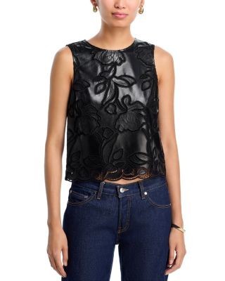 Aqua Lace Faux Leather Tank Top - Exclusive