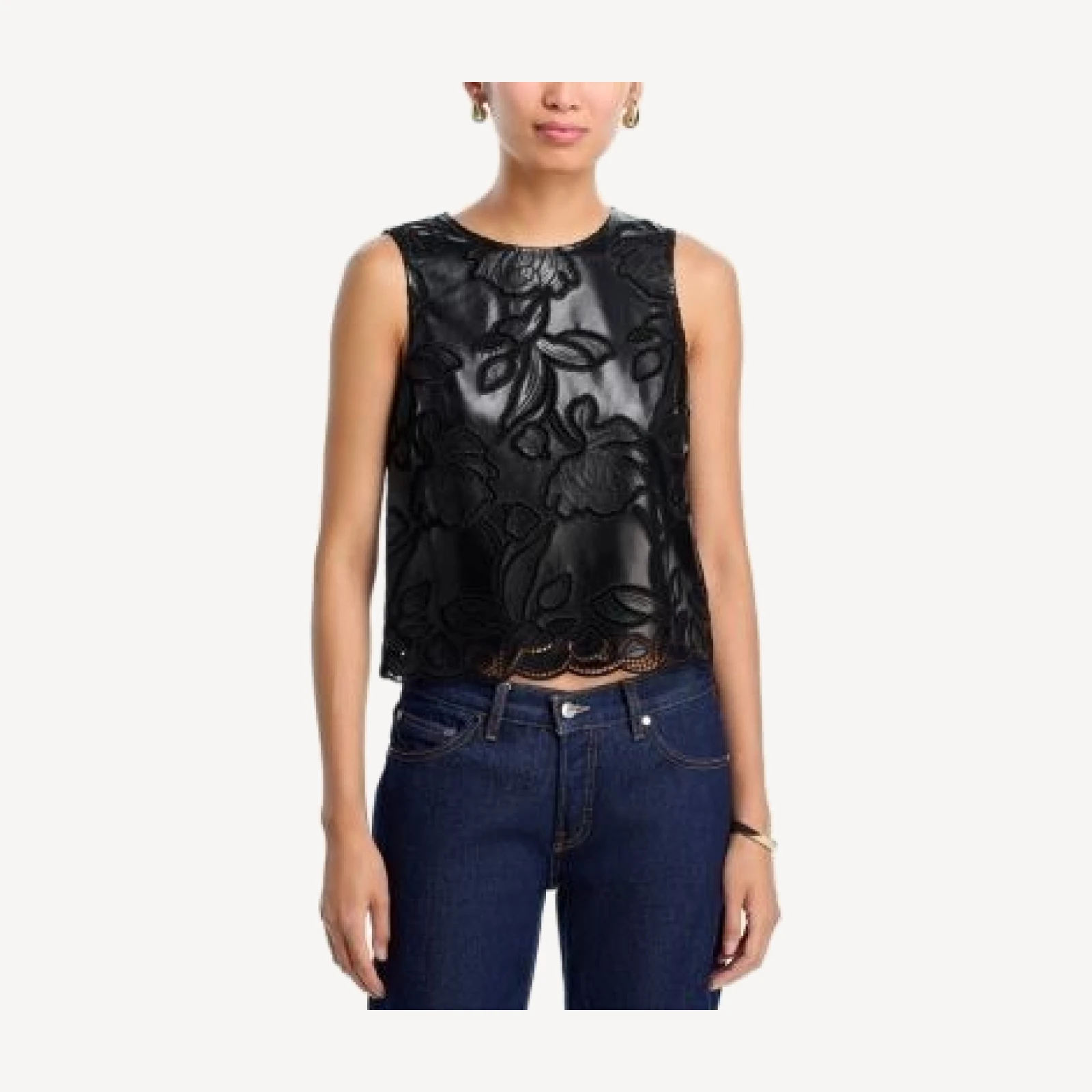 Aqua Lace Faux Leather Tank Top - Exclusive