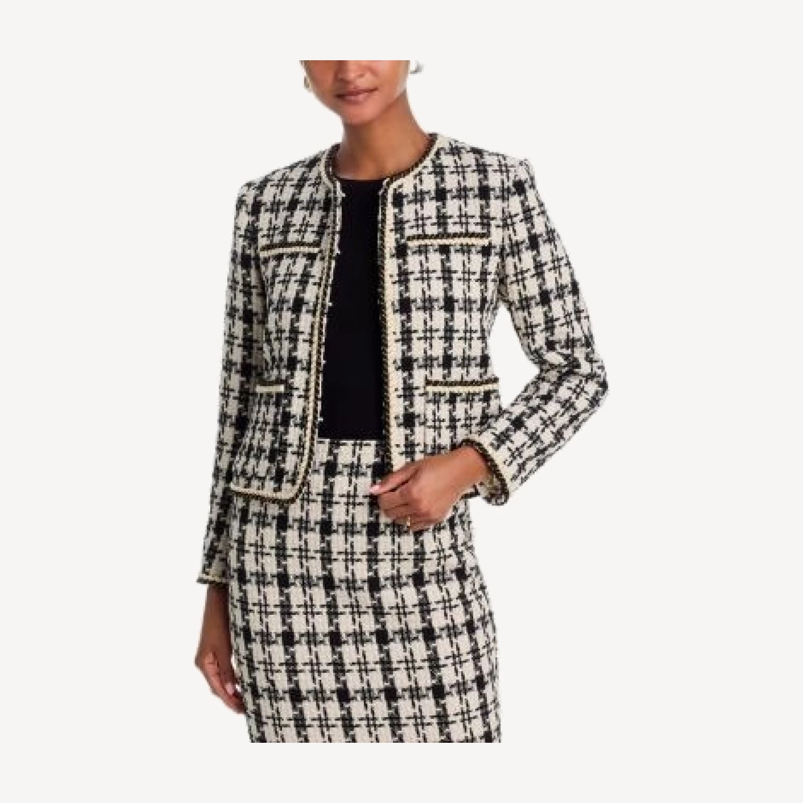 Aqua Houndstooth Tweed Jacket - Exclusive