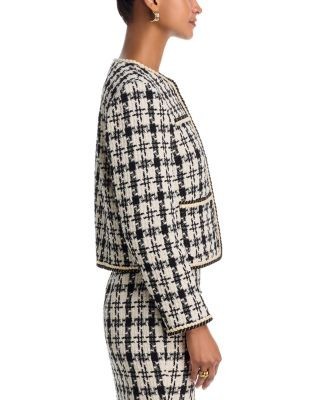 Aqua Houndstooth Tweed Jacket - Exclusive