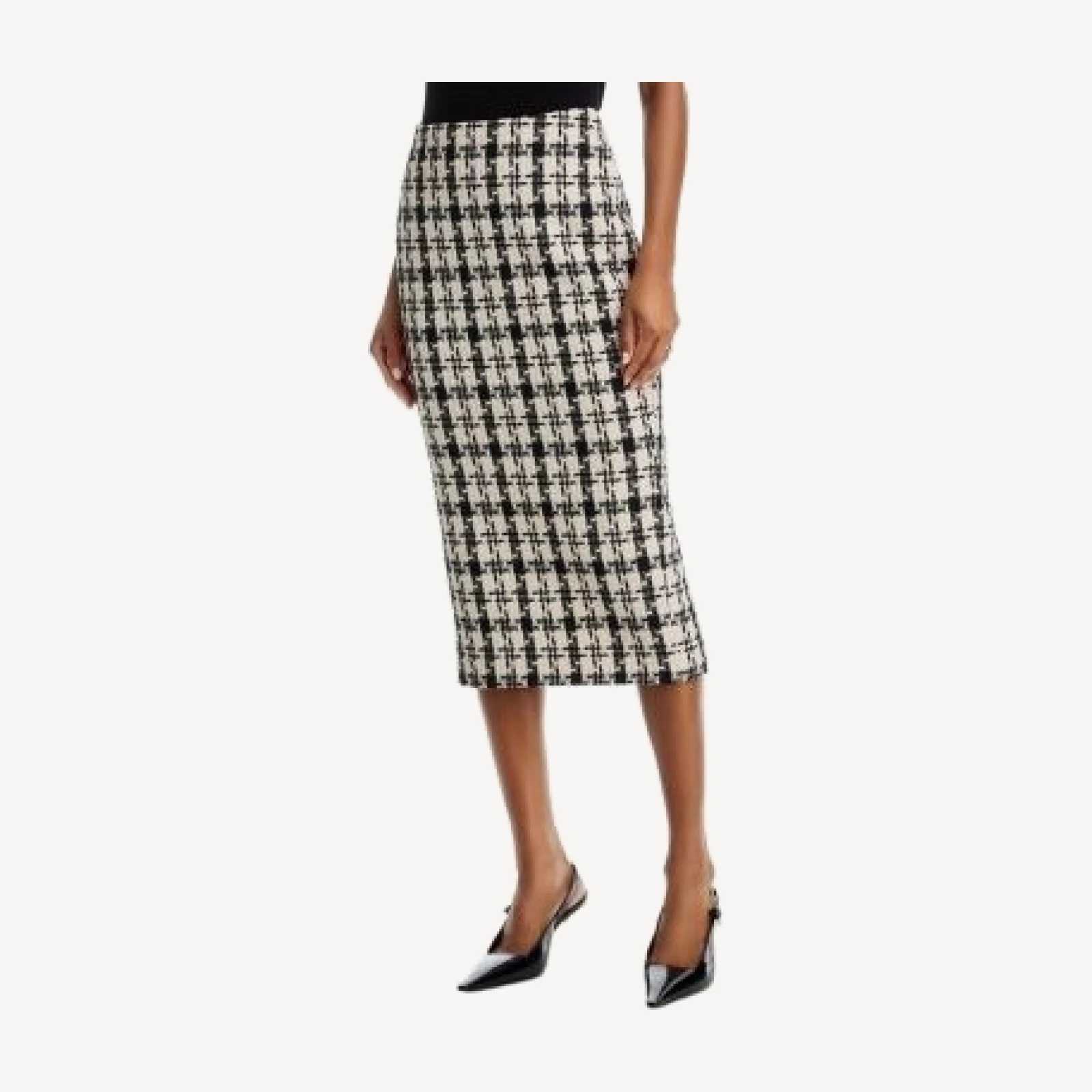 Aqua Houndstooth Tweed Midi Skirt - Exclusive