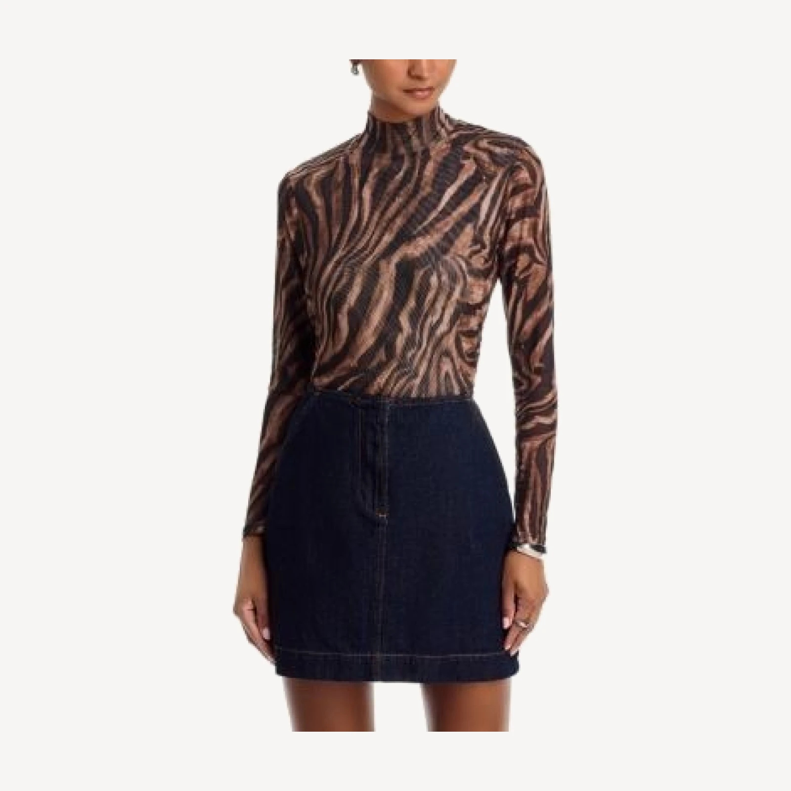 Aqua Animal Print Mesh Long Sleeve Top - Exclusive