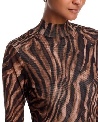 Aqua Animal Print Mesh Long Sleeve Top - Exclusive