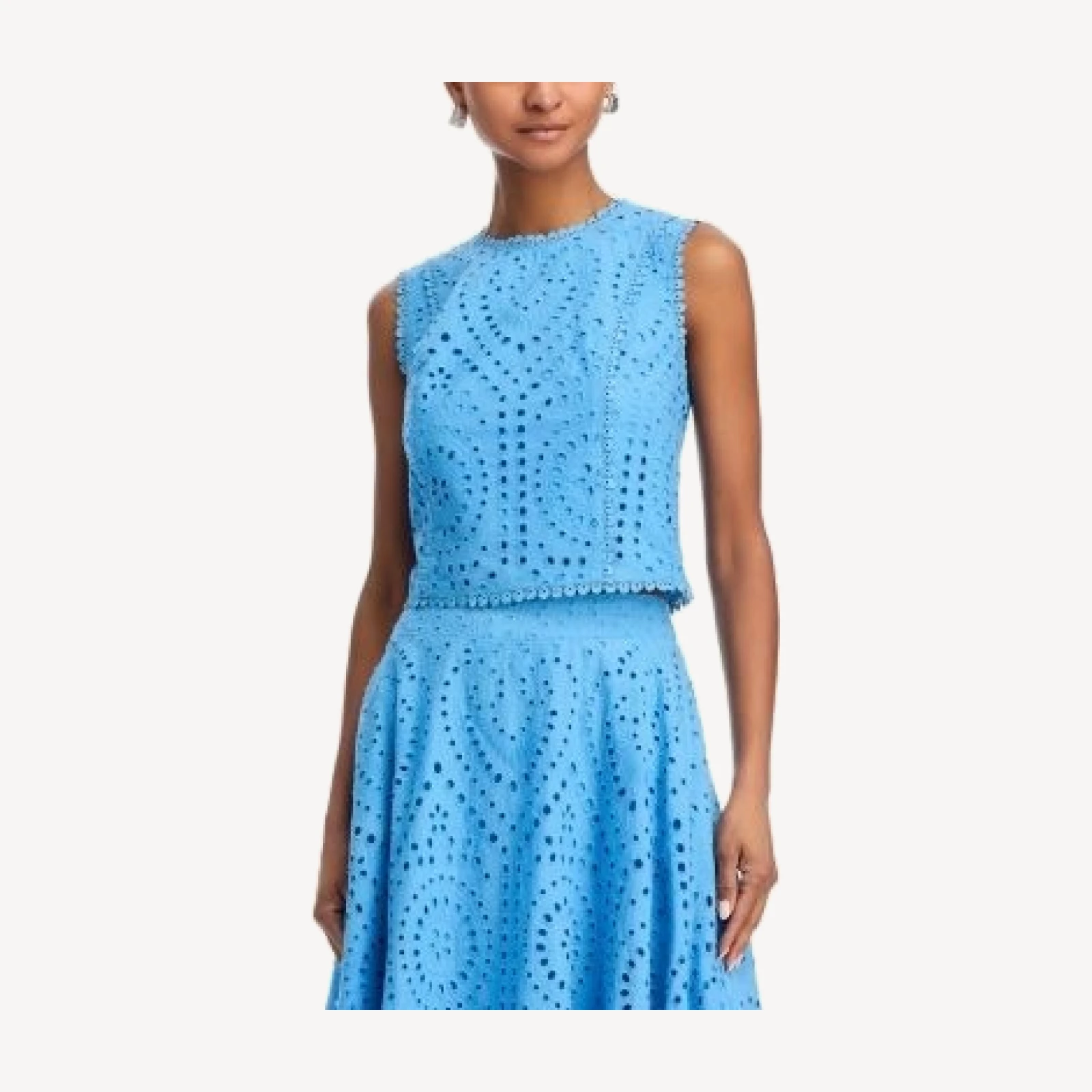 Aqua Eyelet Sleeveless Top - Exclusive