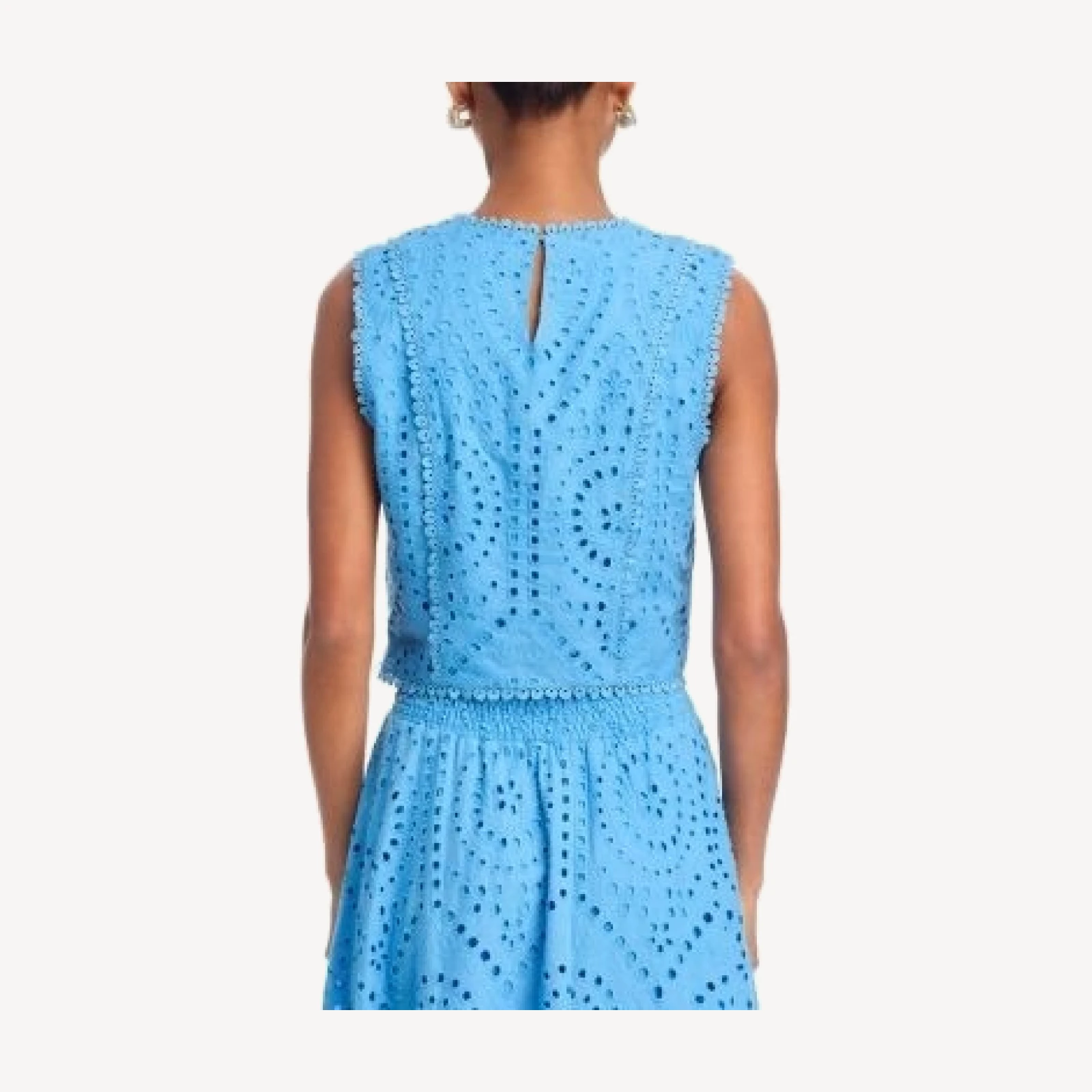 Aqua Eyelet Sleeveless Top - Exclusive