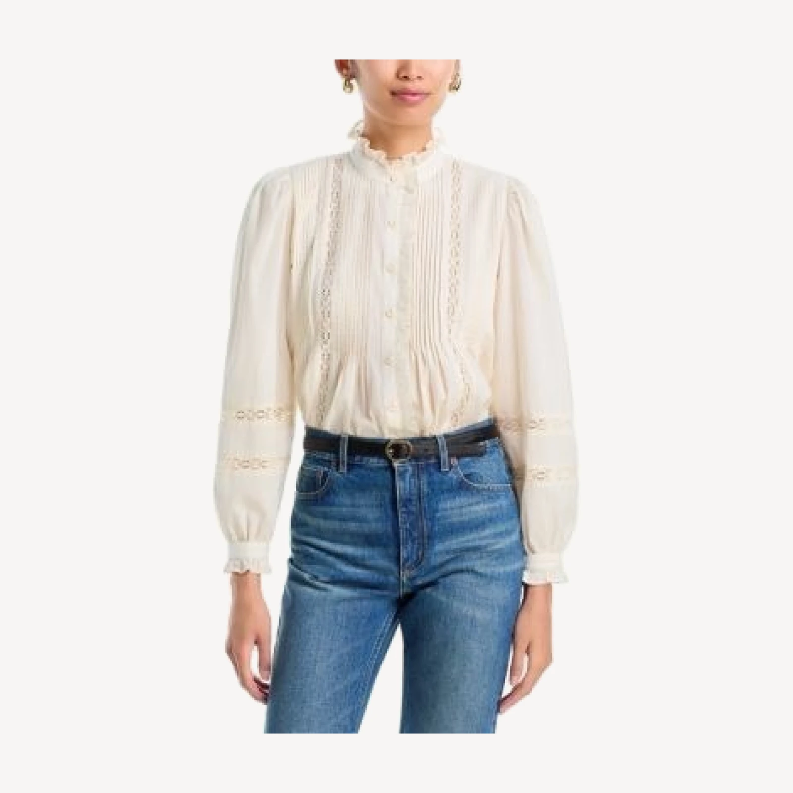 Aqua Bianca Lace Inset Blouse - Exclusive