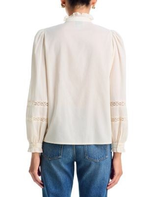 Aqua Bianca Lace Inset Blouse - Exclusive