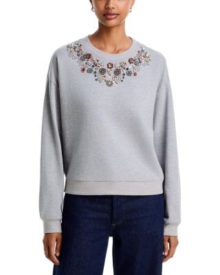 Aqua Juliana Embellished Crewneck Sweatshirt - Exclusive