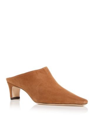 Staud Women's Wally Suede Mid Heel Mules