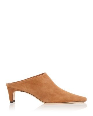 Staud Women's Wally Suede Mid Heel Mules