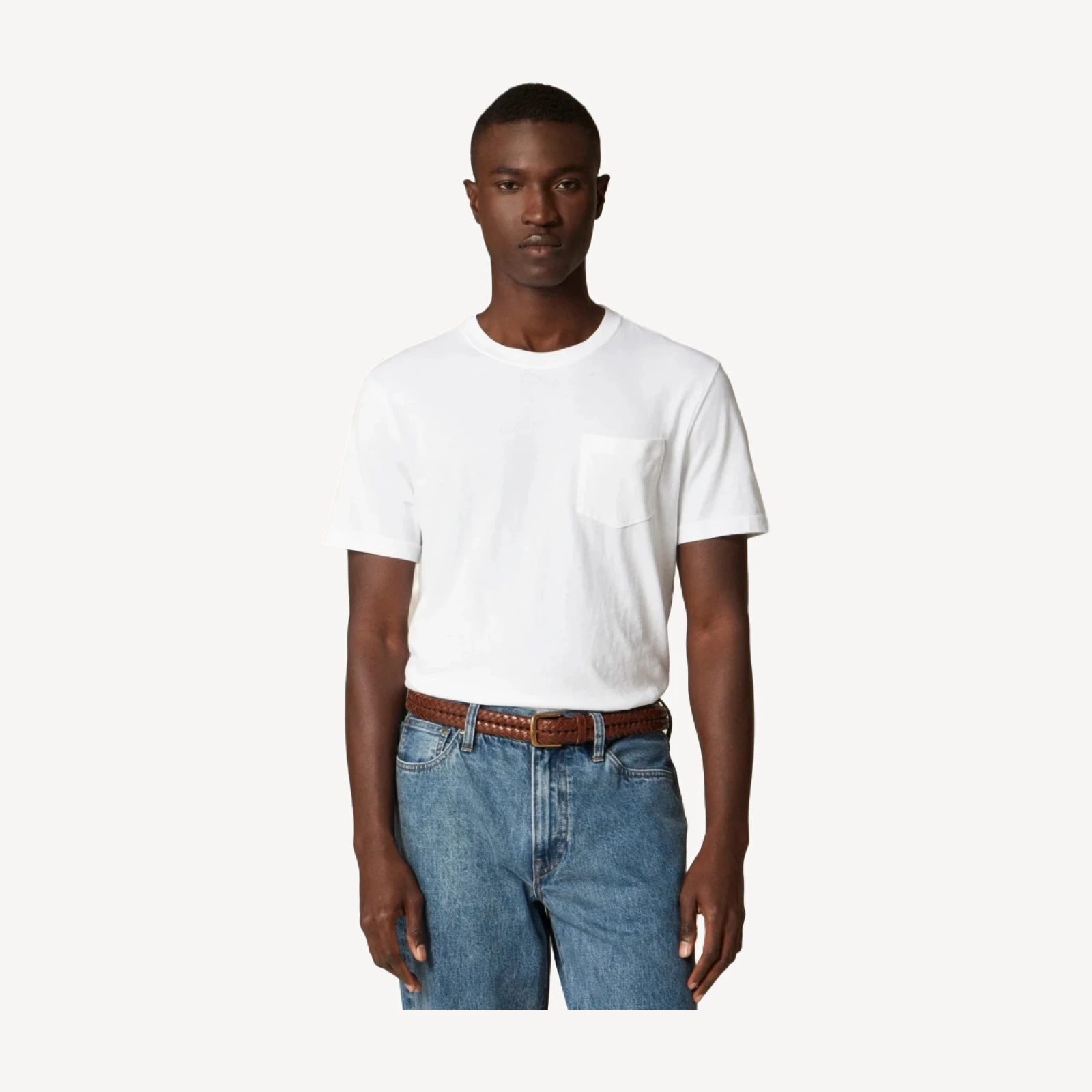Vintage-wash cotton pocket T-shirt