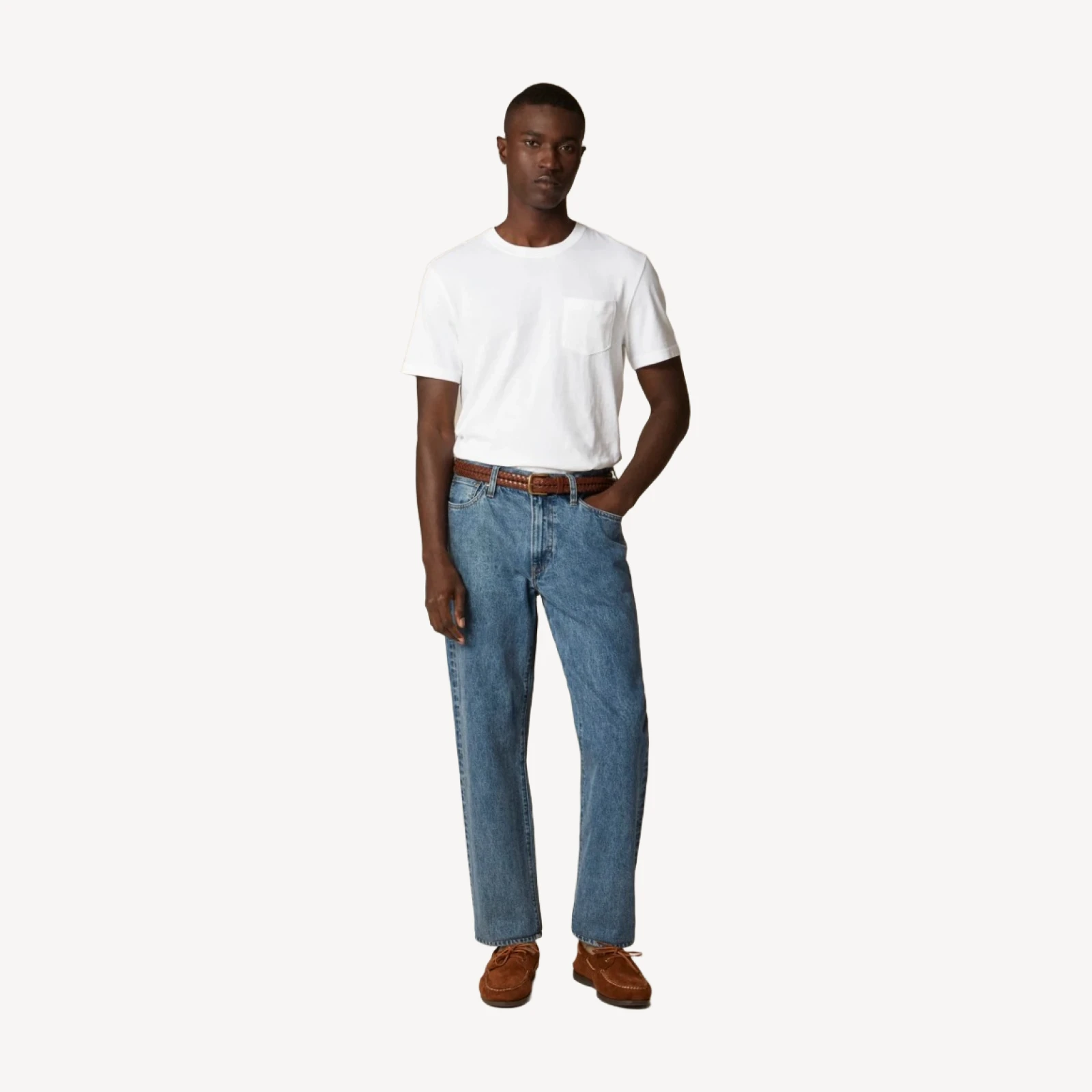 Vintage-wash cotton pocket T-shirt