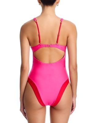 Aqua Color Blocked Underwire One Piece Swimsuit - Exclusive