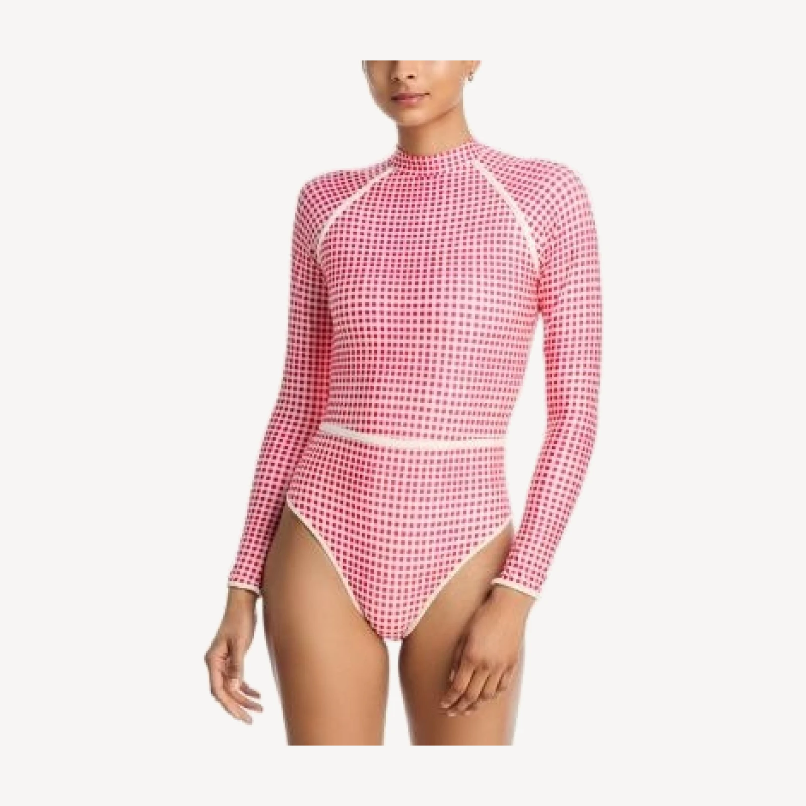 Aqua Gingham Long Sleeve One Piece Swimsuit - Exclusive