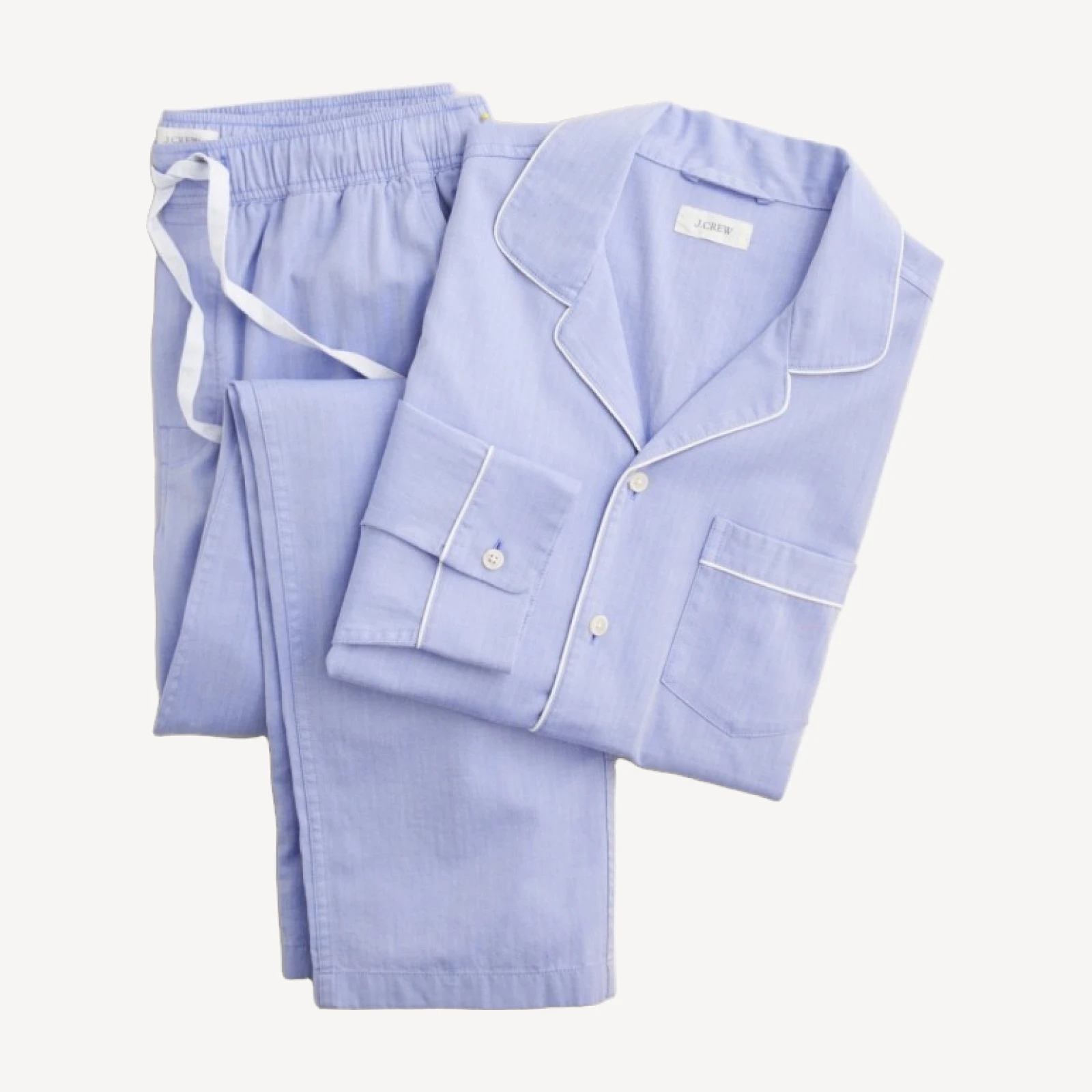 Pajama set in cotton herringbone
