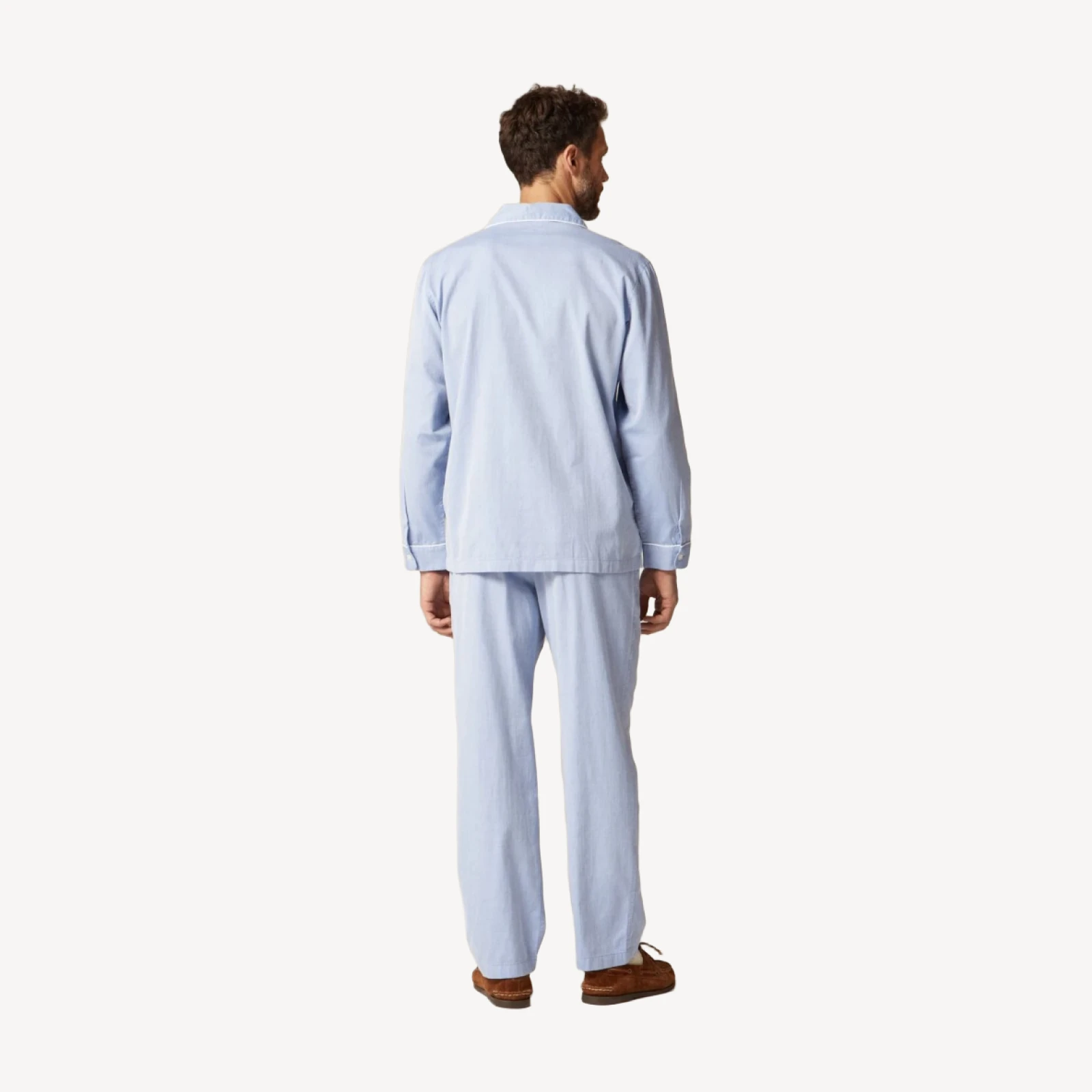 Pajama set in cotton herringbone