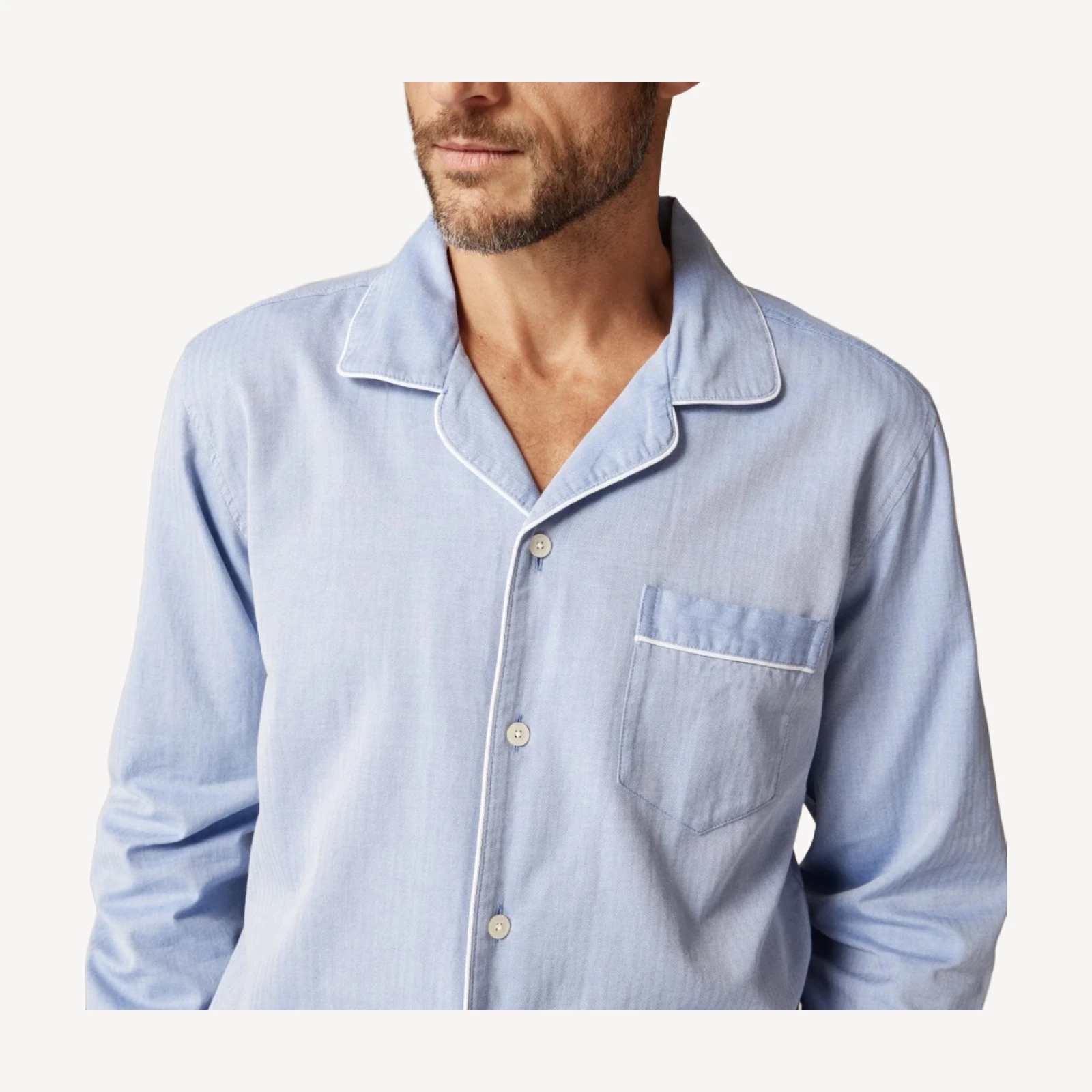 Pajama set in cotton herringbone