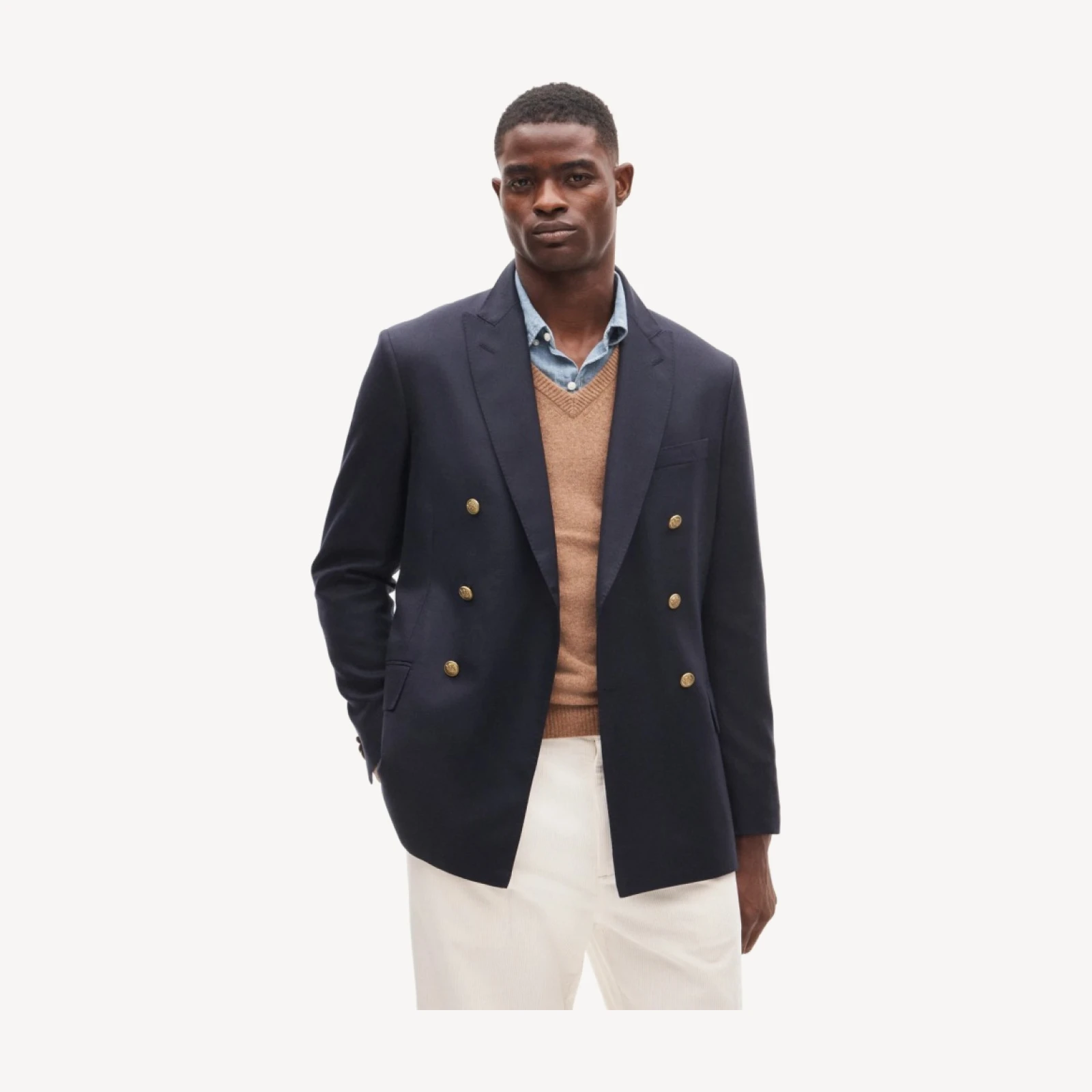 Double-breasted blazer in English wool