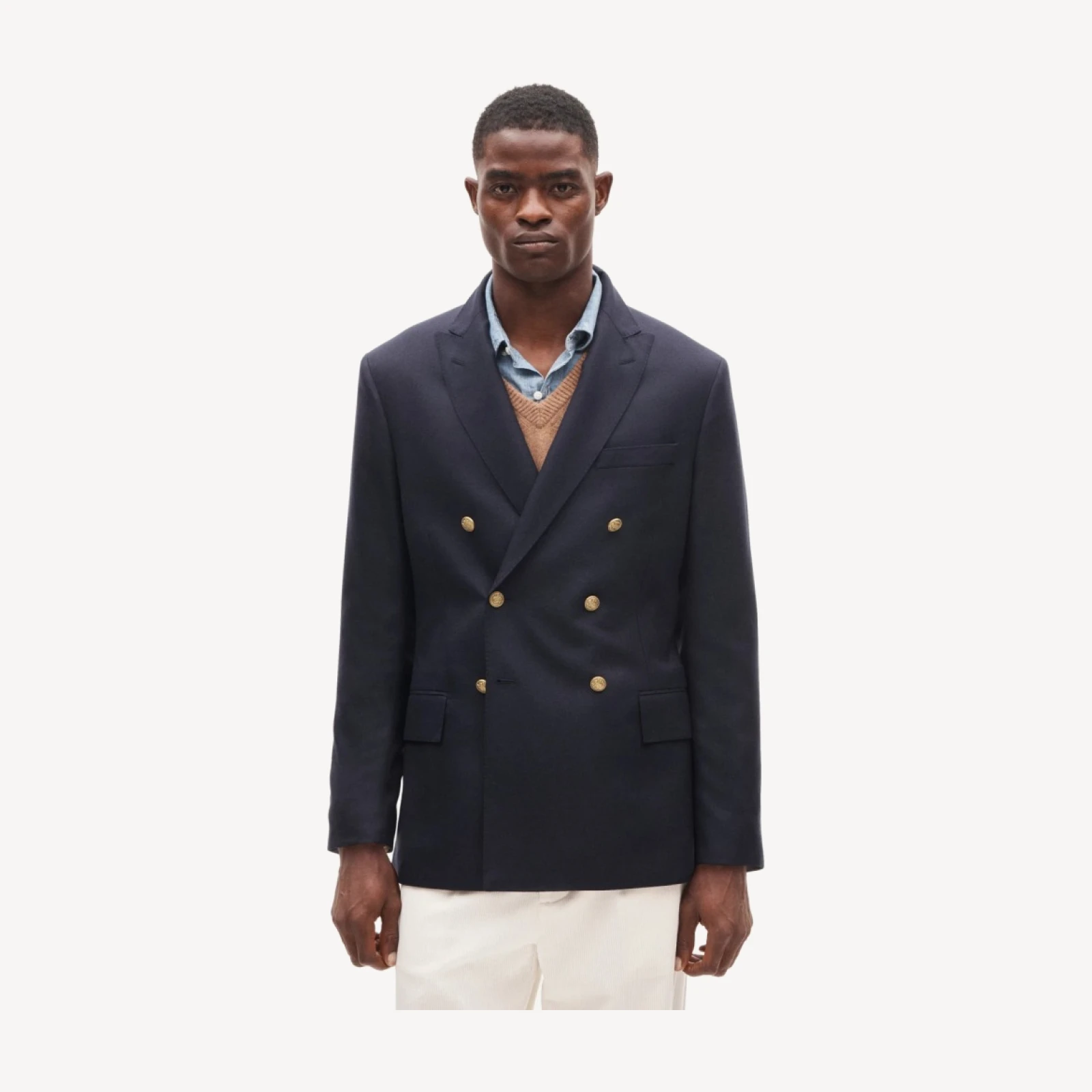 Double-breasted blazer in English wool