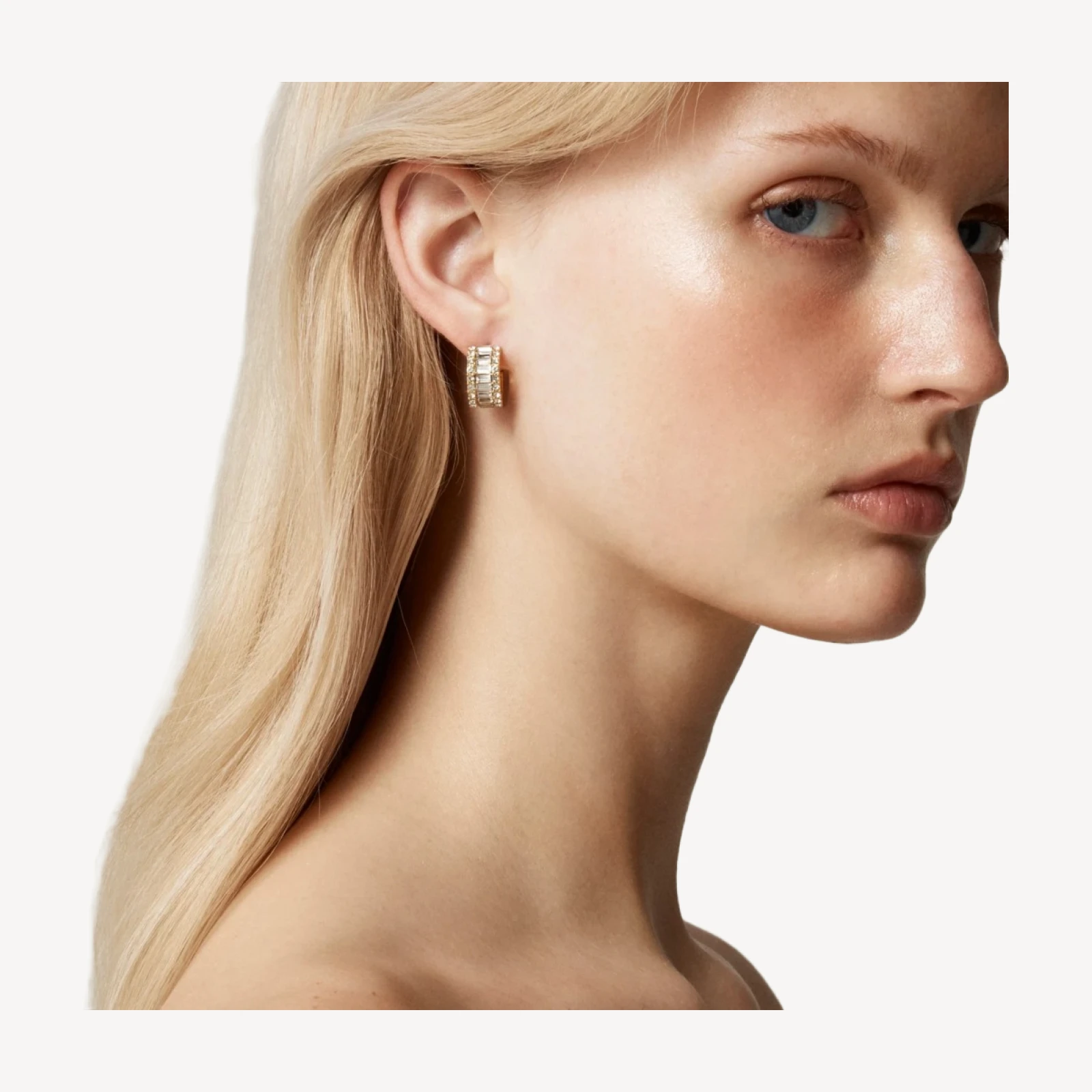 Baguette cubic zirconia hoop earrings