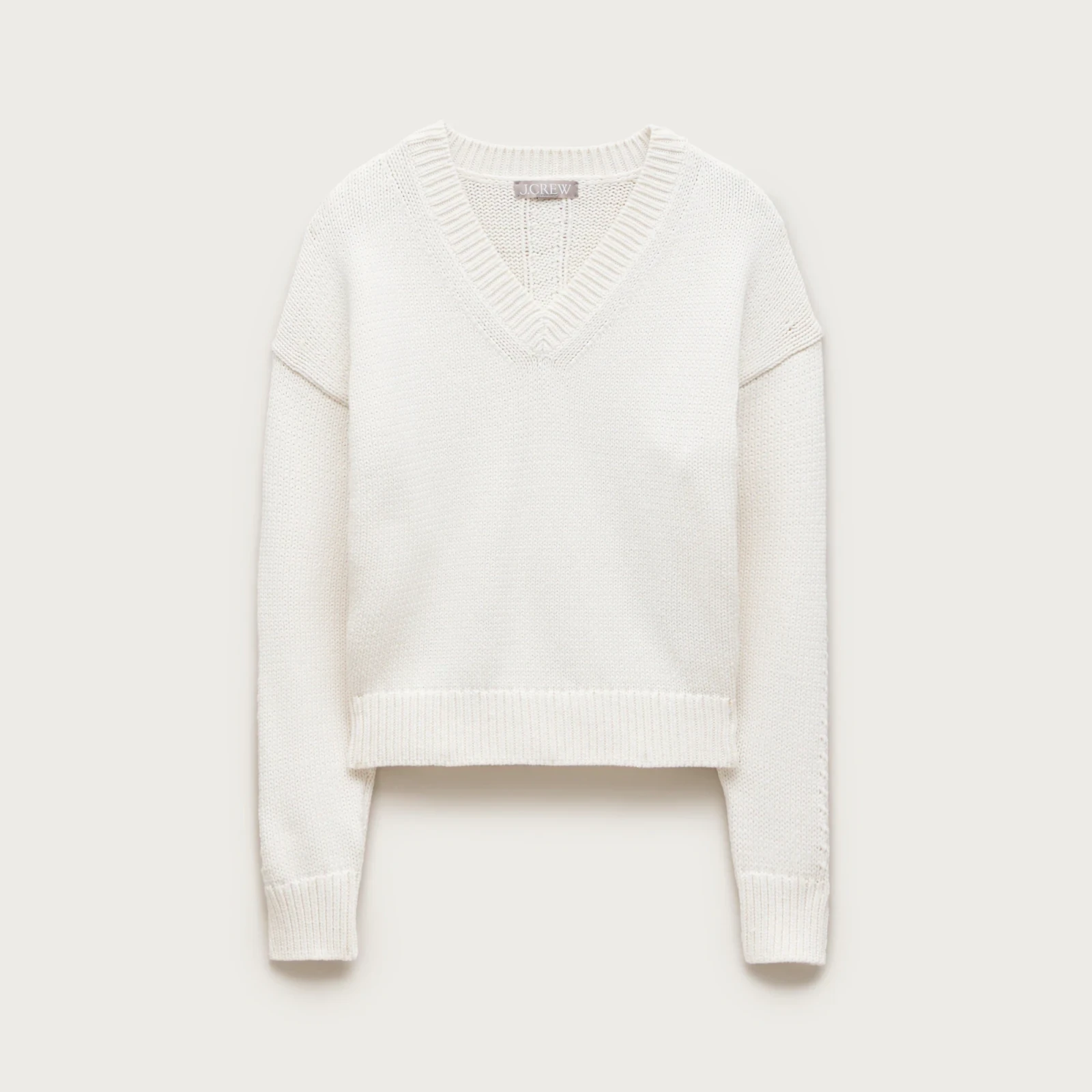 Cotton-blend V-neck pullover sweater
