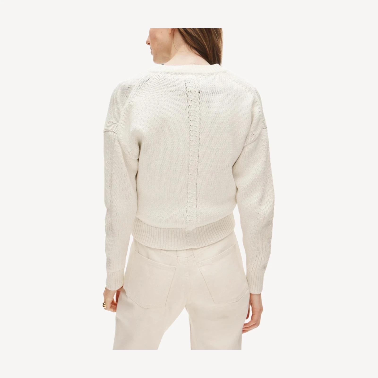 Cotton-blend V-neck pullover sweater