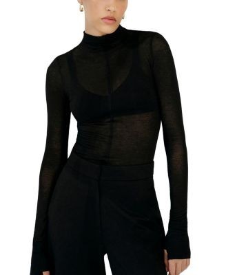 Marcella Alicia Sheer Turtleneck Top