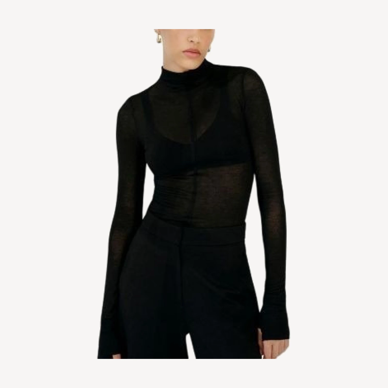 Marcella Alicia Sheer Turtleneck Top