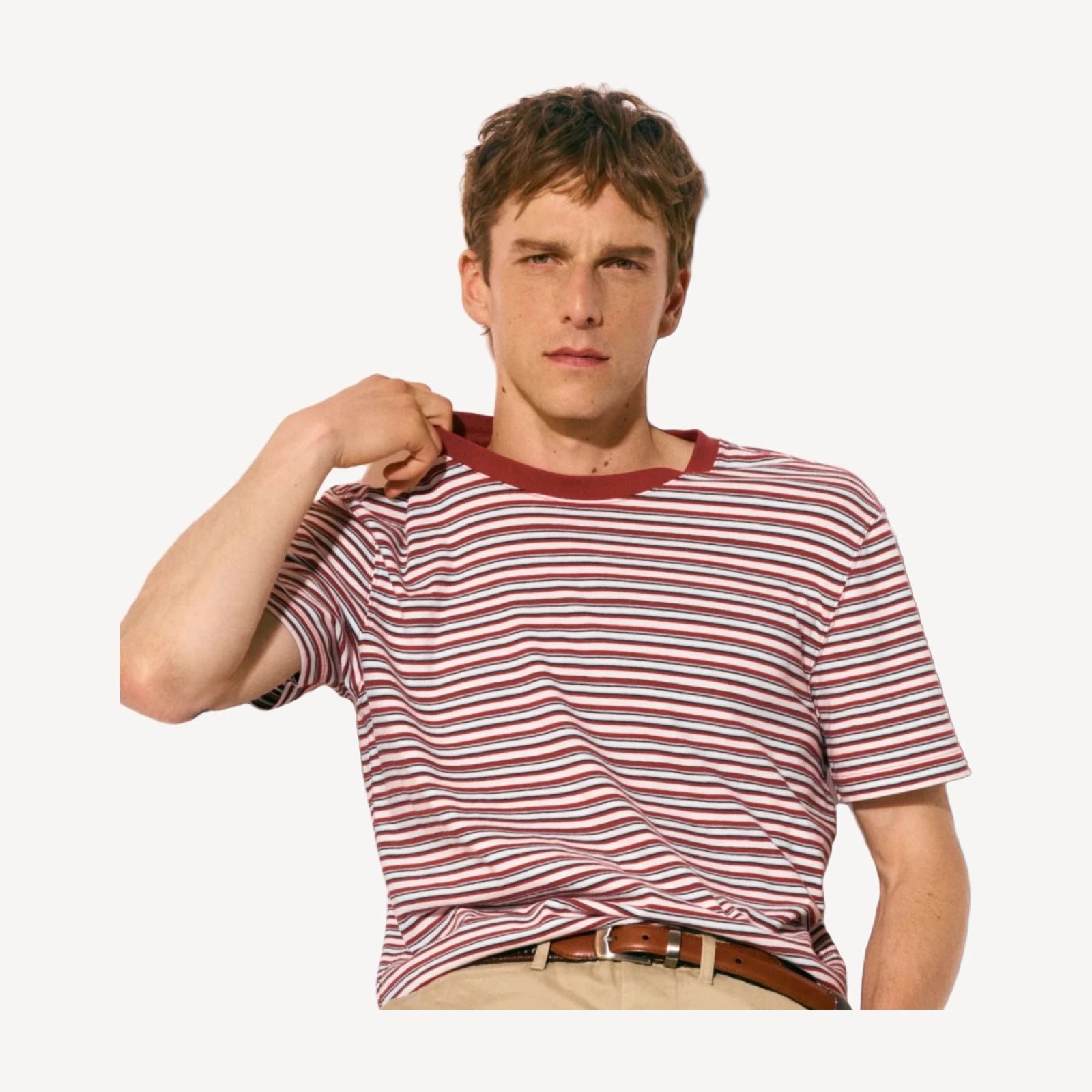 Vintage-wash cotton T-shirt in stripe