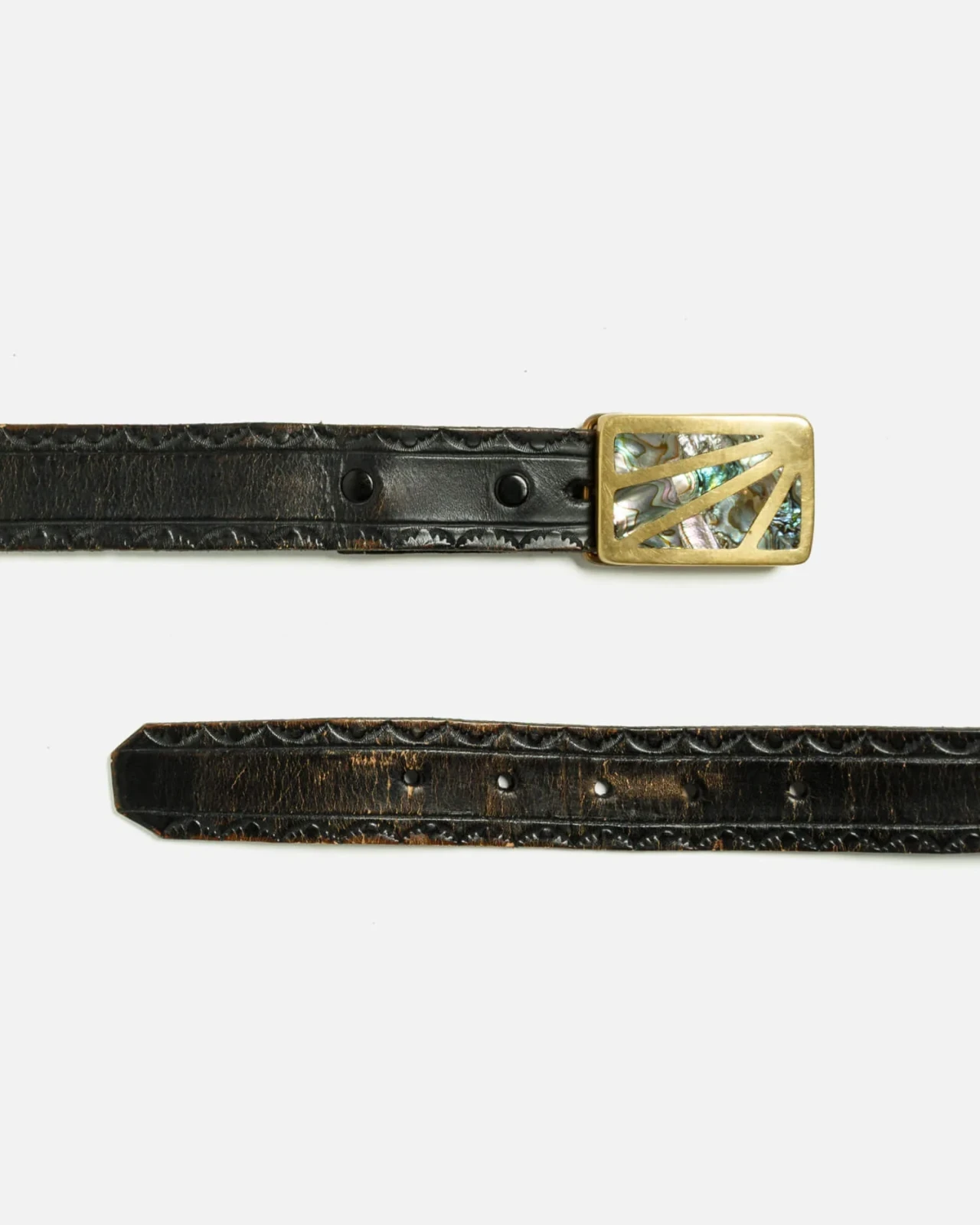 RE/DONE Vintage | 60S Abalone Inlaid Brass Belt -#32 | Vintage Belts