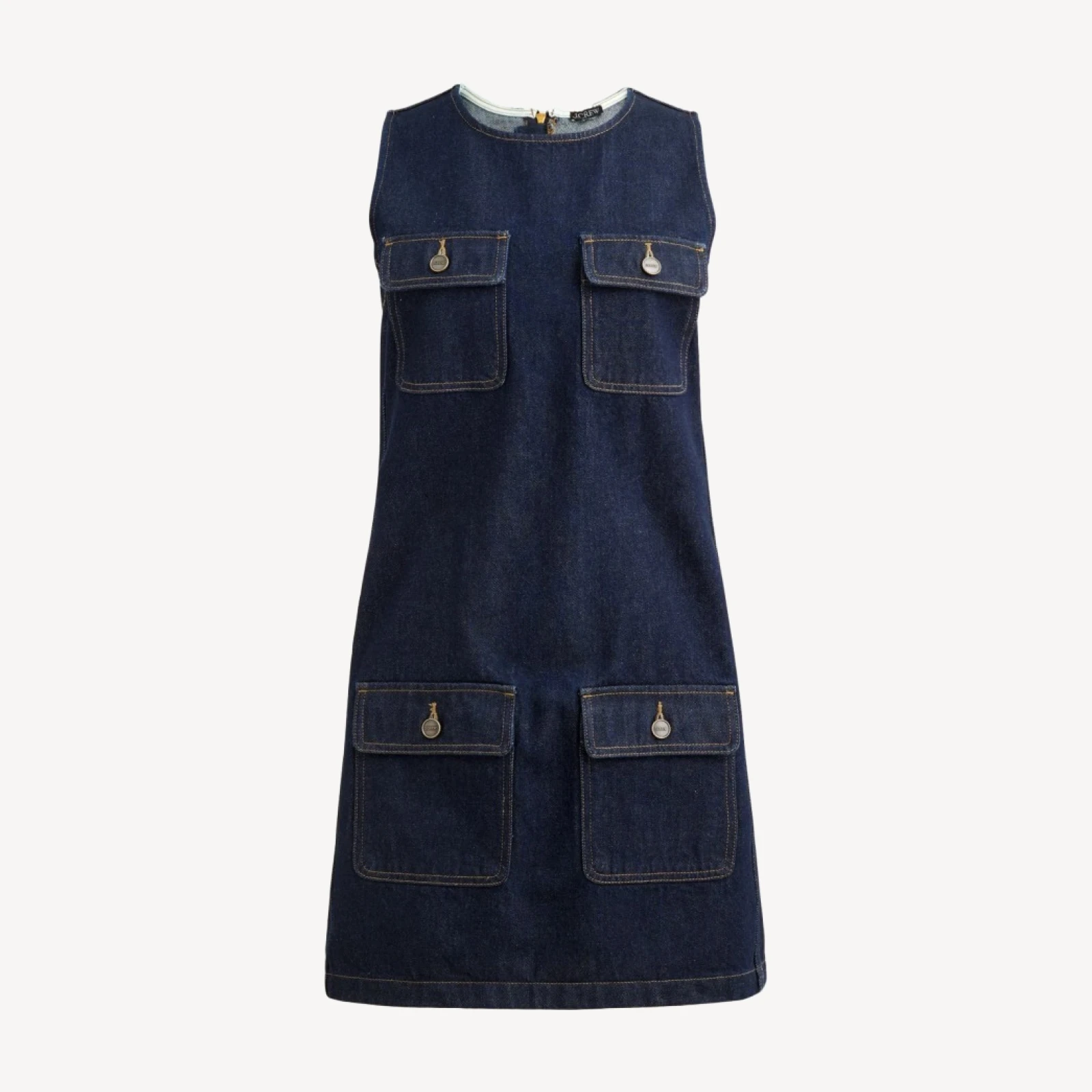 Patch-pocket shift dress in denim