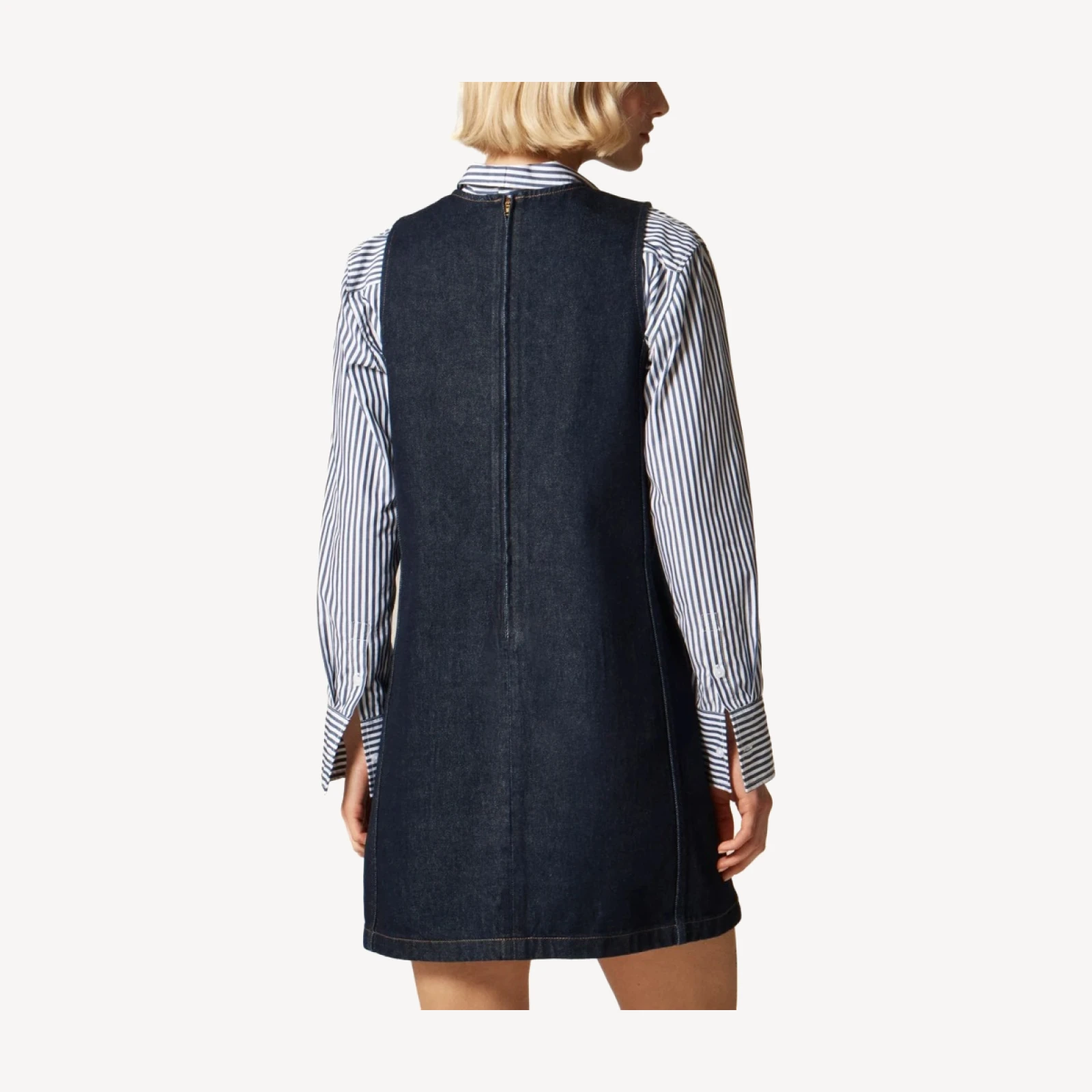 Patch-pocket shift dress in denim