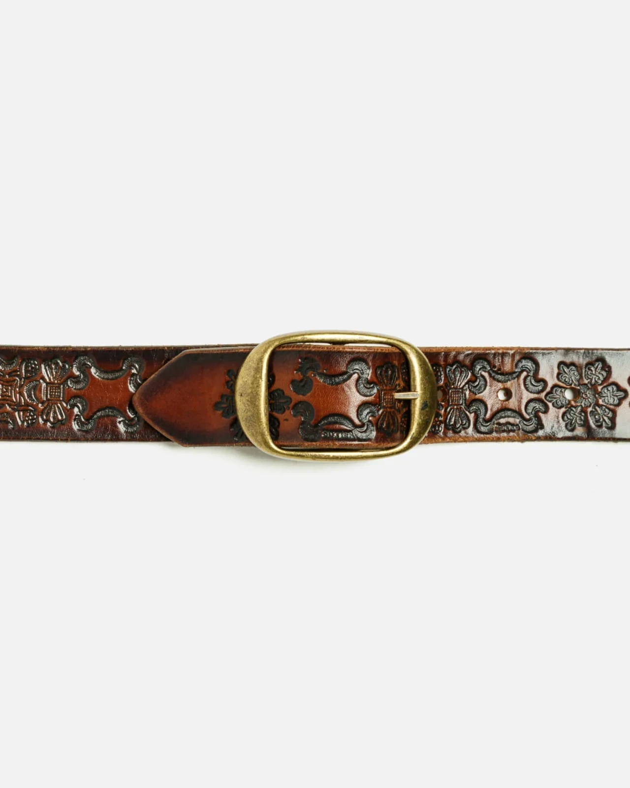 RE/DONE Vintage | 70s Embossed Skinny Belt With Brass Buckle -#33 | Vintage Belts